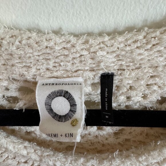 Anthropologie Akemi + Kin Natural Sable Pointelle Knitted Sweater Medium - Picture 3 of 7